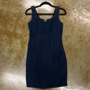 Dark Denim Bodycon Dress with Sweetheart Neck